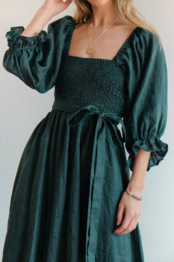 FRENCH RUFFLED LANTERN SLEEVES MULTI-WEAR DRESS