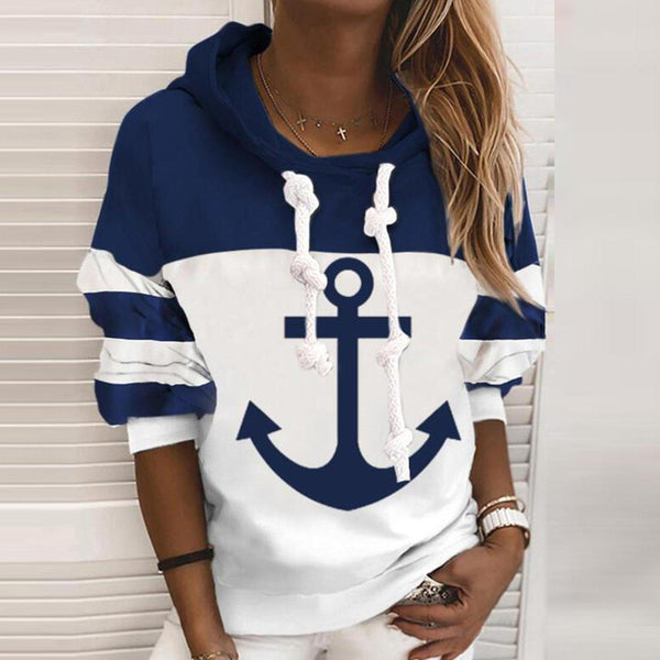 Anchor Long Sleeve Color Block Hoodie