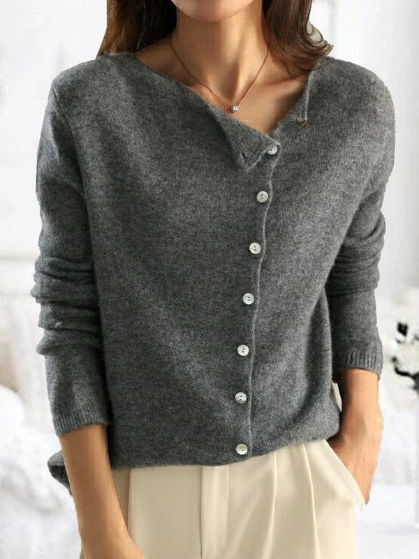 Simple Plain Long Sleeve Sweater