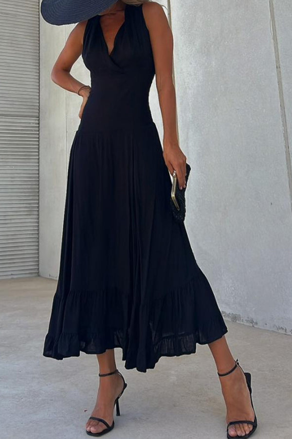 WETAR sleeveless v-neck flowy skirt dress