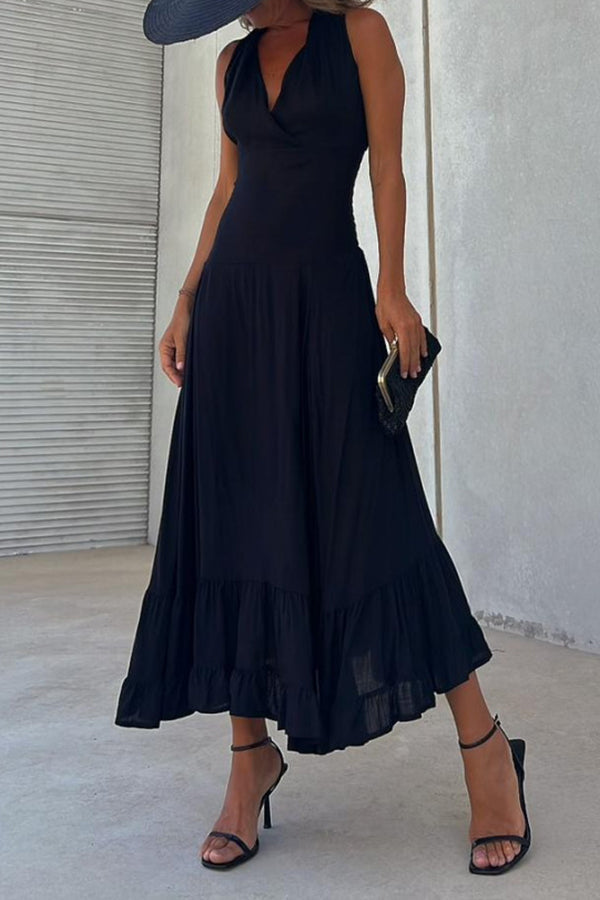 WETAR sleeveless v-neck flowy skirt dress